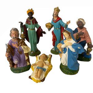 Vintage Nativity 6 pieces Mary Joseph Baby Jesus 3 Kings Made in Italy‎